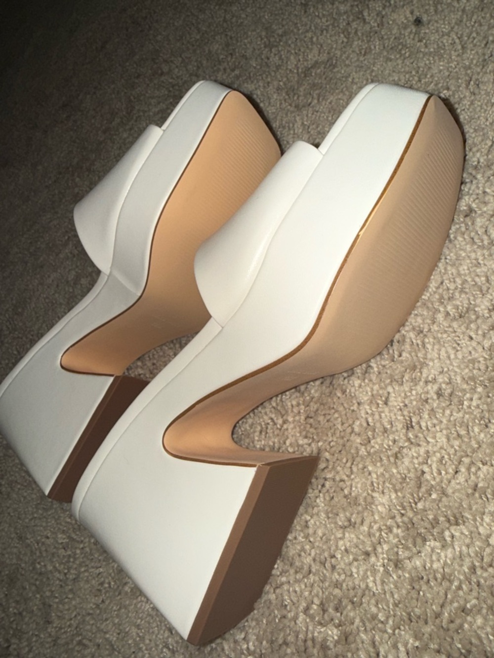 Cream Open-Toe Slide Mules - Picture 3 of 3